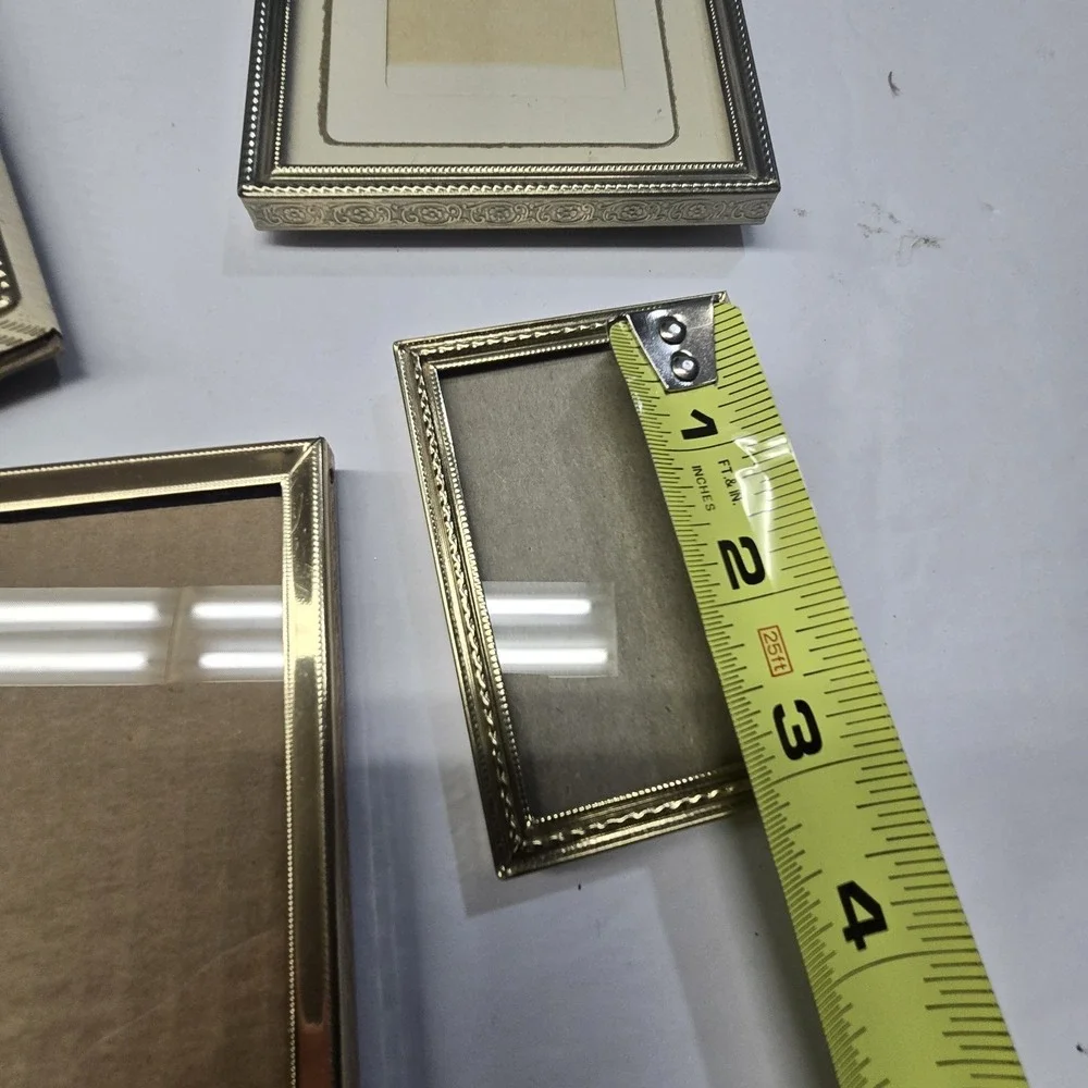 Vintage Set Of 4 Ornate Gold Metal Picture Photo Frames Easel Back Various Sizes